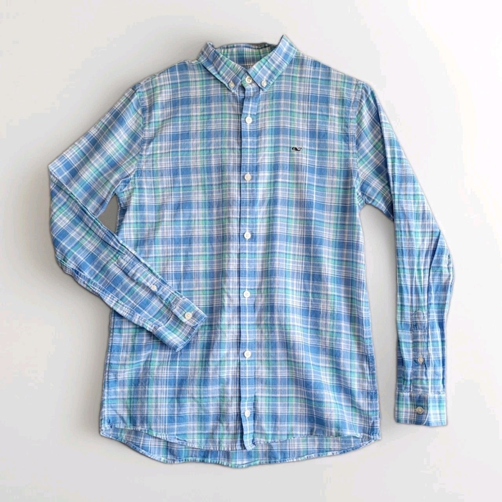 Vineyard Vines Whale Shirt BOYS XL Lightweight Button Up Long Sleeve Preppy
